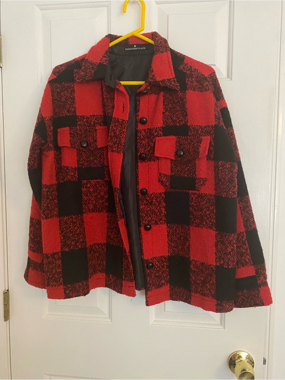 Pomander Place Red and Black Plaid Wool-Blend Shacket